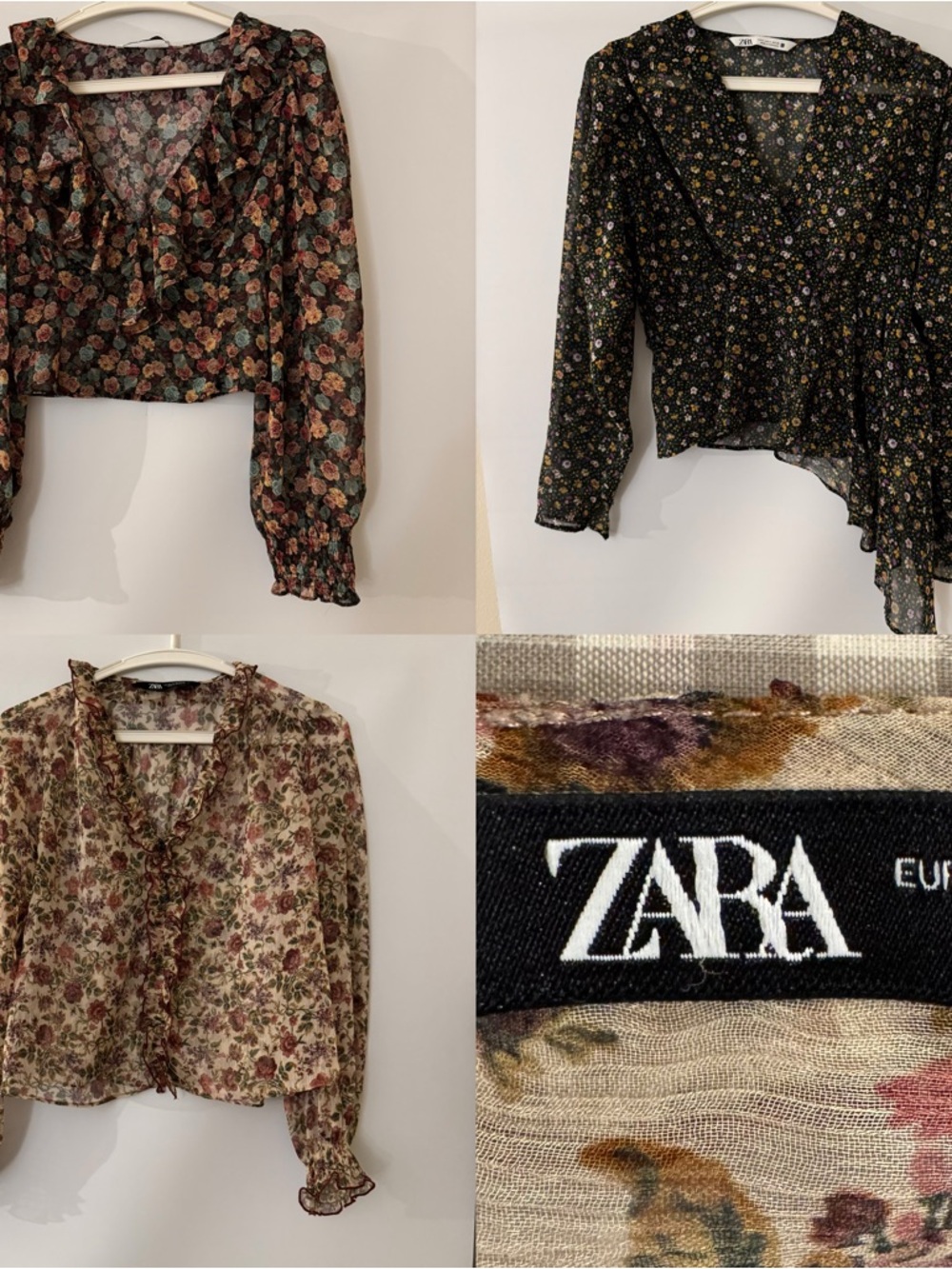 Bundle of 3 Zara Chiffon Blouses Boho Style Size XXS–XS